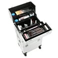 thumbnail image 4 of Tcbosik Rolling Makeup Train Case, 3 in 1 Aluminum Makeup Artist Cosmetic Organizer with Wheels and Keys, Silver, 4 of 11