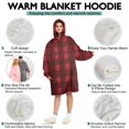 thumbnail image 5 of Red Black Checkerboard Checkered Pattern Wearable Oversized Blanket,Wearable Blanket Hoodie for Adults,Cozy Hooded Blankets with Super Pockets,Super Warm Fuzzy Pullover for Women & Men, 5 of 6