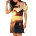thumbnail image 2 of Disketp Hawaiian Sunset Beach para Camisón Corto de Manga Corta para Mujeres, Camisón Cómodo con Escote Redondo, Bonito y Confortable, 2 of 6