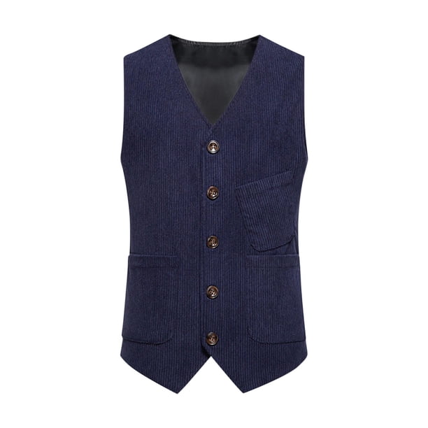 Mens Botón de la Camisa de la Moda Sólida Impresión Retro con Bolsillos, Tanques sin Mangas Blusa Poliéster