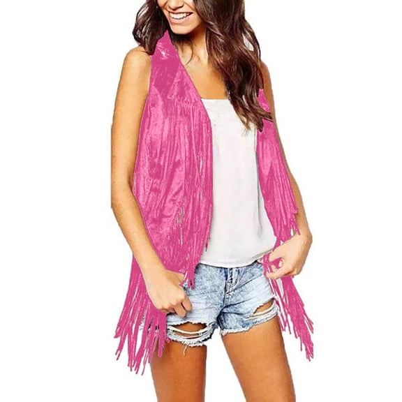Vest Tops for Women Tassel Slim Sleeveless Casual Fashion Open Front Womens Tops