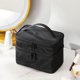 thumbnail image 2 of Bolsa de cosméticos de doble capa, fácil clasificación, bolsa de cosméticos de malla de gran capacidad con asa resistente para viajes, doble capa, color negro, 2 of 8