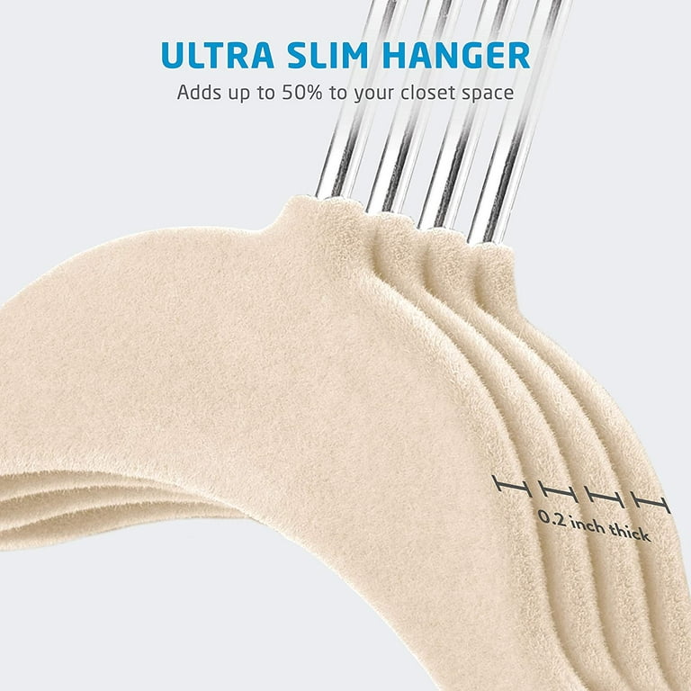 Zober Velvet Ultra Slim Non Slip Shirt Hangers, 100 Pack, Gray