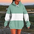 thumbnail image 2 of Hilzaten Womens Sweatshirt Colorblock Hooded Pullover Long Sleeve Drawstring Kangaroo Pocket Loosse Sweatshirt for Women, 2 of 7
