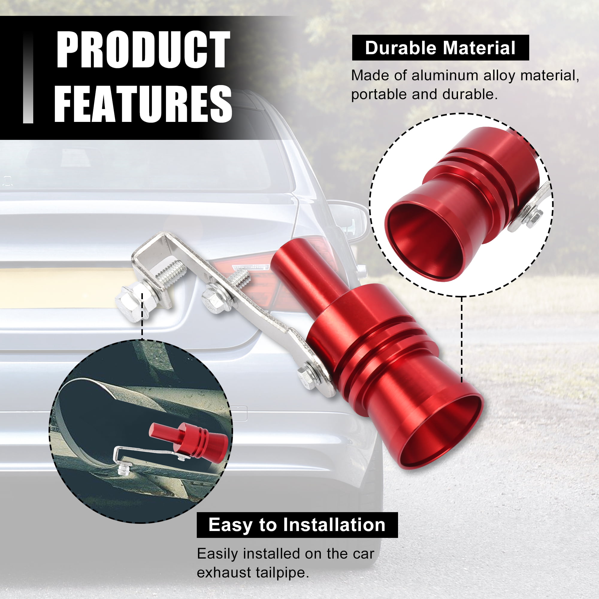 DEVMO 2pcs XL Size Aluminum Alloy Universal Turbo Sound Exhaust Muffler Pipe Whistle Car Roar Maker Red 