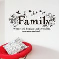 thumbnail image 2 of Adhesivo de pared con frase familiar inspiradora de flores y pájaros, 2 of 4