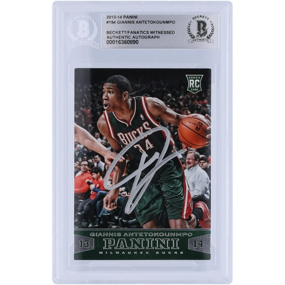 Giannis Antetokounmpo Milwaukee Bucks Autographed 2013-14 Panini Silver Ink #194 Beckett Fanatics Witnessed Authenticated Rookie Card - Fanatics Authentic Certified