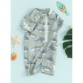 thumbnail image 3 of Suealasg Kids Boys One Piece Swimsuits Toddler Boys Short Sleeve Shark Print Rash Guard Swimwear Baby Boys Summer Romper Bathing Suit Beachwear 0-3 Years, 3 of 8