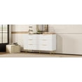 thumbnail image 6 of Modern 6-Drawer Dresser with Metal Legs and Handles - White Bedroom Storage Cabinet with Vertical Stripe Finish, 6 of 9