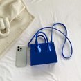 thumbnail image 3 of Bolso de mujer Bolso cuadrado pequeño de moda Bolso de mano sólidos de cuero PU (Azul), 3 of 8