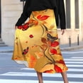 thumbnail image 2 of JGGSPWM Women's Floral Printed A-Line Midi Skirt, Elegant Elastic High Waisted Zipper Fashion Summer Lounge Skirts Yellow S, 2 of 7