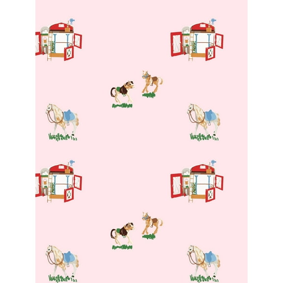 Barbie's Stable Removable Vinyl Wallpaper, Pink