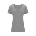 thumbnail image 4 of Plain T Shirts for Women Summer Short Sleeve U Neck Stretch Slim Fitted Tshirts Base Layer Solid Basic Tees, 4 of 7