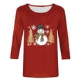 thumbnail image 4 of Cadancy Christmas Tops for Women 2025 Dressy Vintage 3/4 Sleeve Blouses Winter Holiday Xmas Tree Snowman Plus Size Shirts Funny Crewneck Party Casual Tshirts, 4 of 5