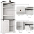 thumbnail image 5 of Farmhouse Tall Coffee Bar with Tall Hutch, Buffet Cabinet with Storage, 70 Inch Coffee Bar Cabinet with Sliding Barn Door and Adjustable Shelves for Living Dining Room, White$$Home Decor, Kitchen,, 5 of 8