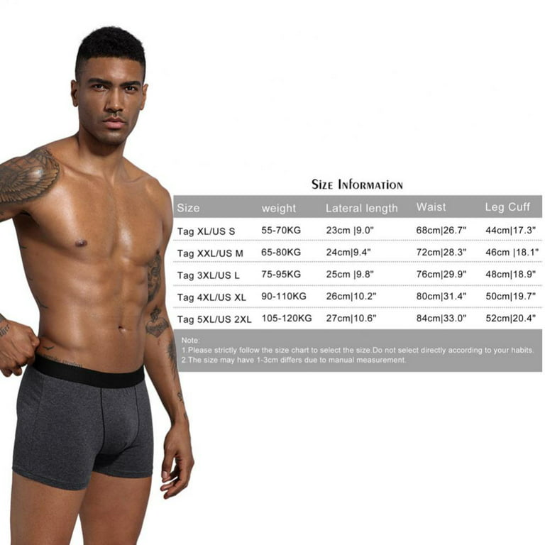 Men's Underwear Cotton Sport Solid Color Boxer Briefs Casual Ultra Comfort  Soft Breather Panties Plus Size XL-5XL(5-Packs)
