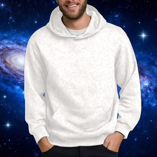 pstuiky mangas largas para hombre, Sudadera con capucha y lentejuelas de manga larga de color liso para hombre Tops de hombre m
