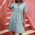thumbnail image 2 of Dyegold Sundresses for Women Casual Beach - Dresses for Women 2023 Casual V Neck Short Sleeve Button Down Midi Shirt Sundresses ​Casual Loose Flowy ​Party ​Dress, 2 of 6