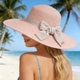 thumbnail image 2 of XINPING Women's Bow Ribbon Straw Sun Hat, Wide Brim UV Protection Beach Vacation Hat with Satin Bow, Breathable and Stylish for Summer and Outdoor Travel Beach, Hiking & Pool, 2 of 4