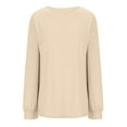thumbnail image 4 of Aloohaidyvio Womens Long Sleeve T Shirts Loose Fitted Crew Neck Tops Solid Color Basic Tee Beige L, 4 of 5