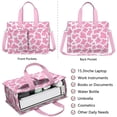thumbnail image 2 of Canvas Tote Bag for Women with Compartments, Medium Cute Pink Cow Chechered Teacher Student Shoulder Bag Nurse Purses Crossbody Bags Work Laptop Book Bag Satchels Handbags, 2 of 6