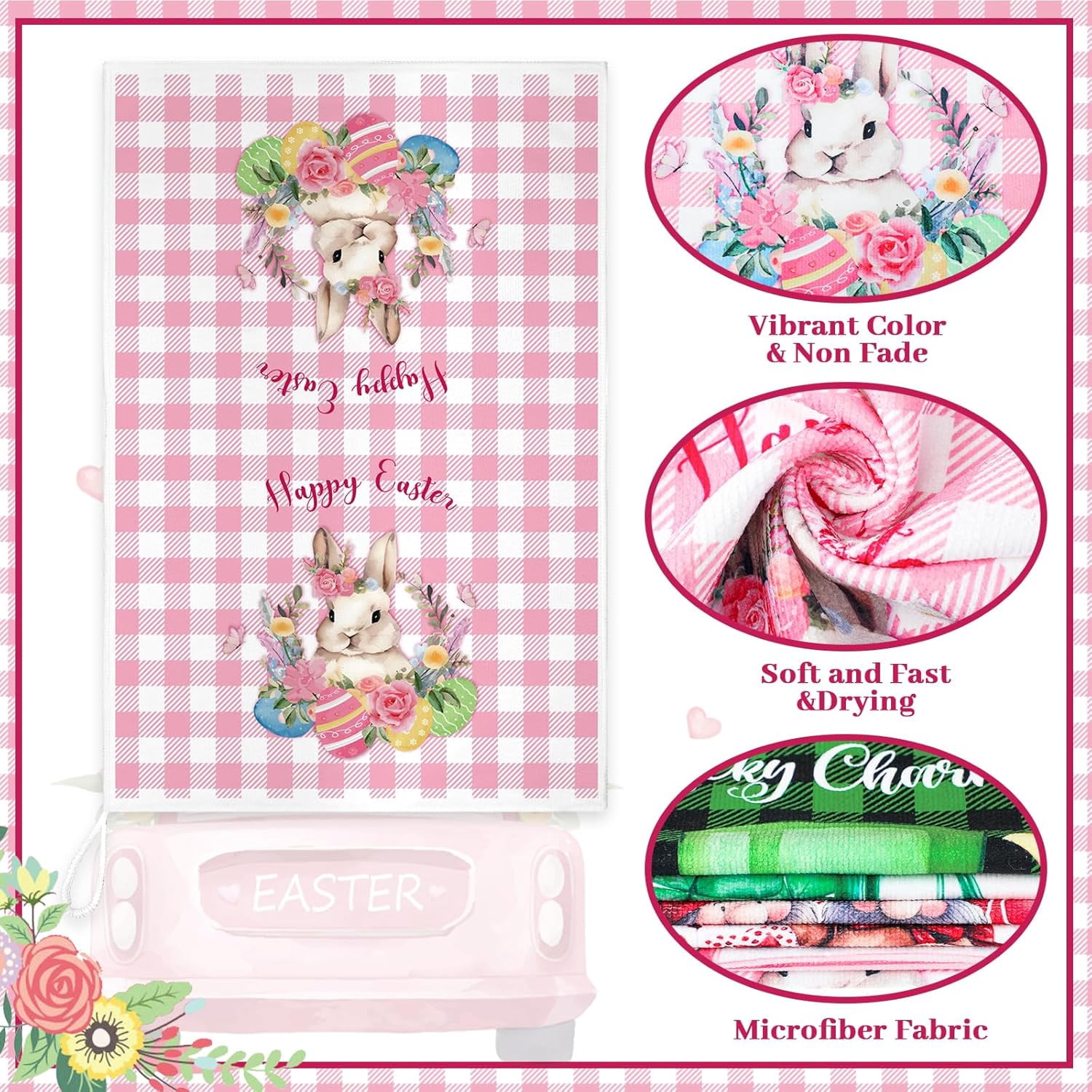 6 Pcs Easter Kitchen Towels St. Patrick''s Day Valentine''s Day Dish Hand Towels 23.62 x 15.75 Decorative Holiday Heart Gnome Shamrock Bunny Tea Dry Cloth‌ for Seasonal Kitchen Bathroom Decor