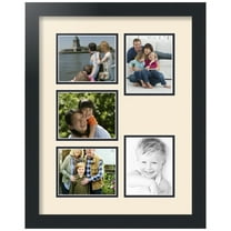 ArtToFrames Collage Photo Picture Frame with 5 - 4x5" Openings, Framed in Black with Ivory and Black Mats (CDM-3926-258)