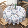thumbnail image 3 of Watercolor Butterfly Flower Leaf White Pattern Round Tablecloth 60"x60",Wrinkle Wipeable Table Cloth for Kitchen Dining Room Picnic Patio Party, 3 of 6