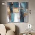 thumbnail image 5 of Art Remedy Abstract with Gold Canvas, 40" x 40", Gallery Wrapped, Reflections in Teal and Ochre I, 5 of 7
