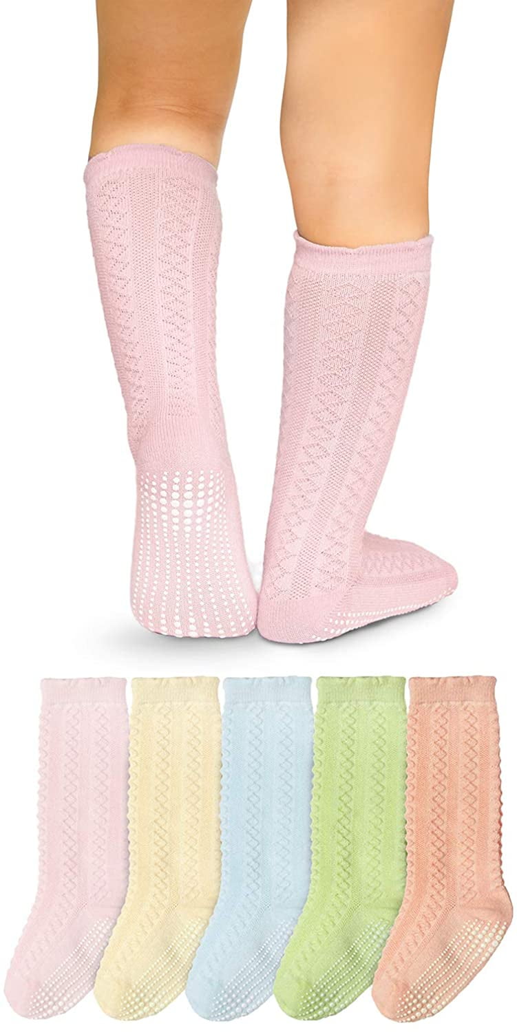 Girls Knee High Grip Socks Baby Toddler Infant Kids Non Slip/Anti