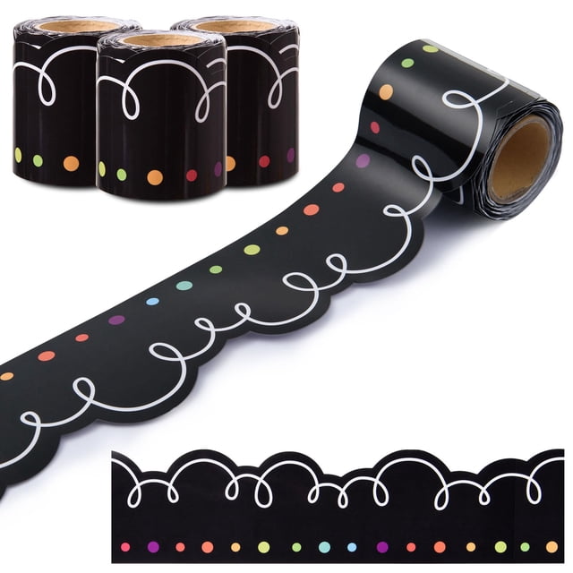 Bordes para tablones de anuncios AWIZOM, 99 pies, negros con garabatos blancos