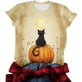 thumbnail image 5 of Womens Fall Graphic Tees Cute Cat and Pumpkin Print T-Shirts Short Sleeve Round Neck Halloween Tops Casual Holiday Blouse Season Festival Wear, 5 of 6