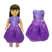 Doll Clothes - Beautiful Purple Dress W Ith Dots Outfit Fits American Girl Doll, My Life Doll And 18 Inch Dolls
