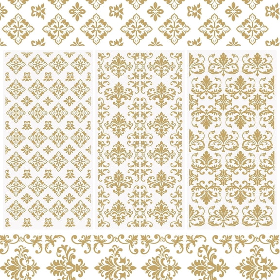 3 Sheets Gold Vintage Rub On Transfer Stickers European Retro Scrapbook Stickers Window Decals Waterproof Decals for DIY Furniture Photo Albums,15 * 30cm