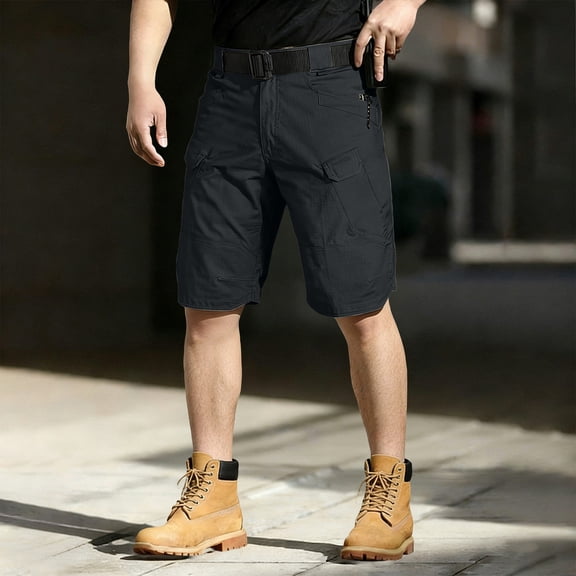Dresfit Cargo Shorts for Men Knee Length Baggy Shorts 2026 Summer Loose Drawstring Work Short Pants Elastic Waist Stretch Hiking Bottoms with Pockets L