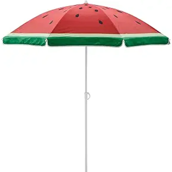 Bayside21 6.5ft Outdoor Beach Umbrella with Sand Anchor,Watermelon Design and UV50  Sun Protection, Lightweight & Portable, Perfect for Beach, Camping, Sports, Pool,Gardens and Balcony