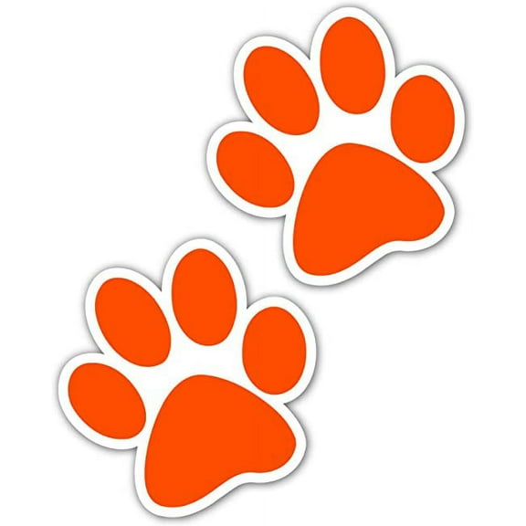 Orange Puppy Paws Silhouette Vinyl Decal Bumper Sticker 4” X 5”