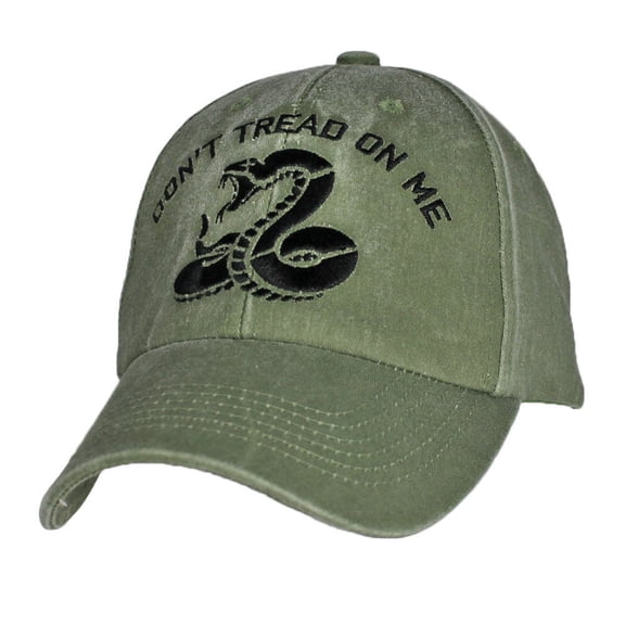 Don't Tread on Me Snake OD Green Adjustable Baseball Cap