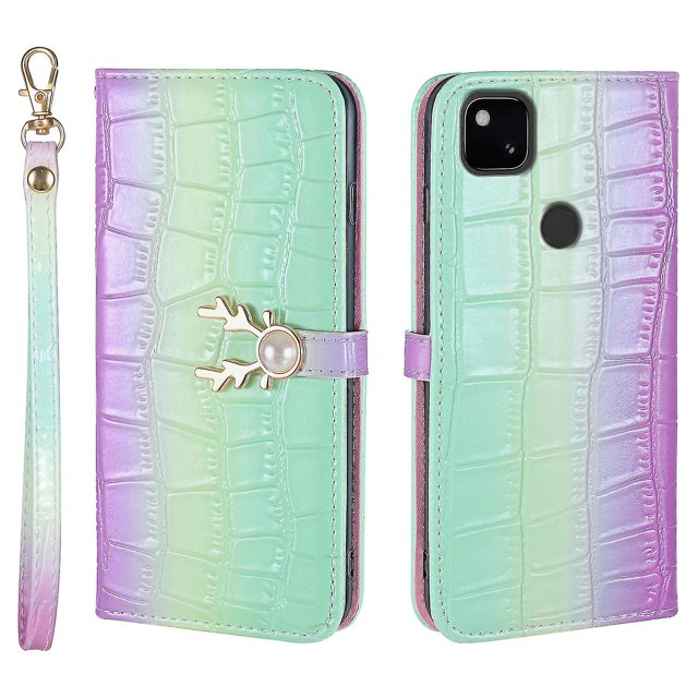 Funda con estampado de alce para Google Pixel 4a con tarjetero, cordón, piel sintética, función billetera y protección contra caídas en las esquinas.