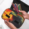 thumbnail image 6 of Rateoe Hawaiian Style Bald Eagle Pattern Double Clamshell Pen Case, Storage Organizer with Two Zipper Compartments– Holds Up to 50 Pencils & Pens, 6 of 7