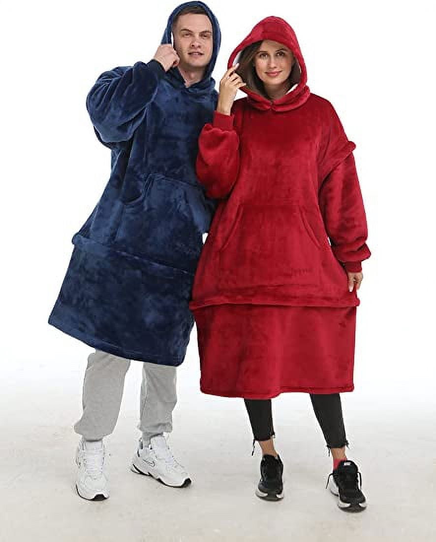 Zillywood Oversized Wearable Blanket Hoodie with Removable Sleeves, Hood and Bottom. Soft Customizable Fleece Blanket Hoodie with Sleeves, Wearable Warm Snuggle Blanket with Zippers. (Wine, One Size)