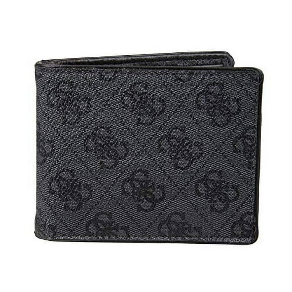 Guess Men's Leather Slim Bifold Wallet, Charcoal/Black, One Size