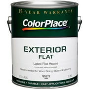 ColorPlace Exterior Flat Paint, White, 1 Gallon