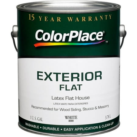 ColorPlace Exterior Flat Paint, White, 1 Gallon
