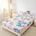 thumbnail image 4 of Castle Fairy Cartoon Axolotl 4 Pieces Queen Sheet Sets for Kids Children,Ocean Marine Animal Ultra Soft Flat Sheet,Cartoon Wildlife Queen Fitted Sheet,Microfiber Bedroom Decor, 4 of 7