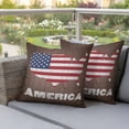 thumbnail image 4 of Flag Day Pillow Covers 2 Pack Vintage Red Stripes Blue Stars American Map Brown Wood Grain Pillowcase Waterproof Outdoor Throw Pillow Cover for Patio Garden Square Cushion 18”x18”, 4 of 9