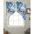 thumbnail image 2 of Happy Father's Day Swag Valances for Windows, Blue Spring Garden Floral Rod Pocket Sheer Valances for Small Windows, Swag Toppers Light Filtering for Kitchen Living Room 2 Panels 36''x36'', 2 of 6