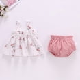 thumbnail image 2 of kpoplk Girl's Summer Clothing Sets Baby Girl Knit Ruffle Striped T-Shirt and Shorts 2 Piece Outfits 6 9 12 18 24 36 M Size 3-6 Months,Pink, 2 of 4