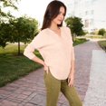 thumbnail image 3 of Women's Textured Knit Sweater with V-Neckline and Ribbed Sleeves - Large, Khaki, 3 of 6