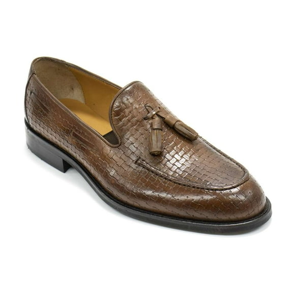 Elegante Men's Cem Tassel Leather Loafer, Brown,9 M US